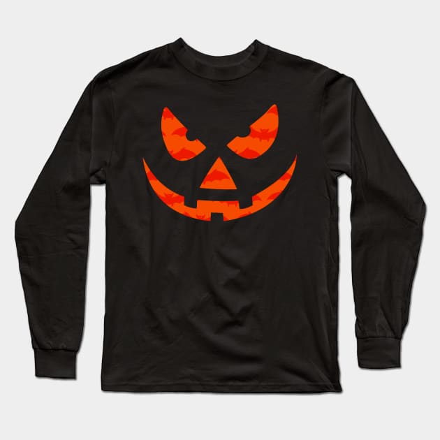 Scary Pumpkin Face Long Sleeve T-Shirt by superdupertees